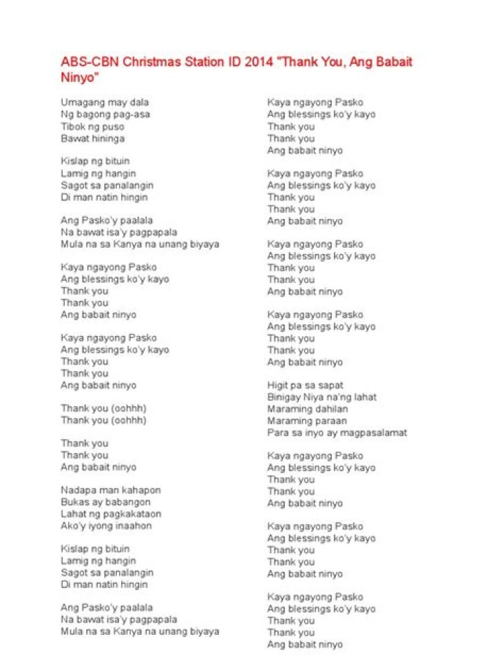 Abs cbn christmas song lyrics