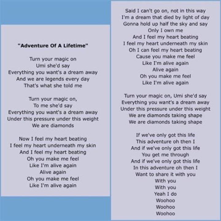 Adventure of a lifetime lyrics