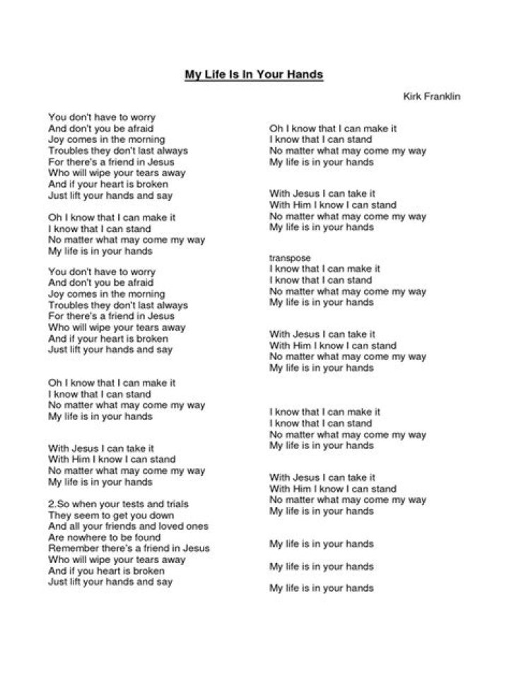All my life is in your hands lyrics