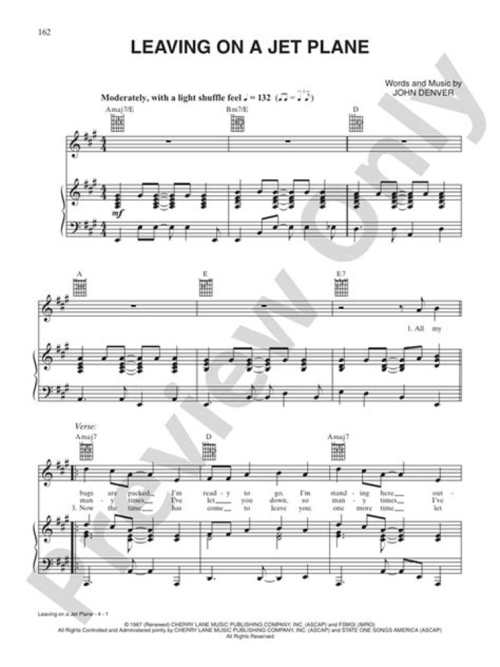 Am leaving on a jet plane,,dont know when i will be back again lyrics