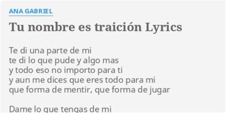 Ana Gabriel Tu Nombre Es Traición Lyrics English Translation