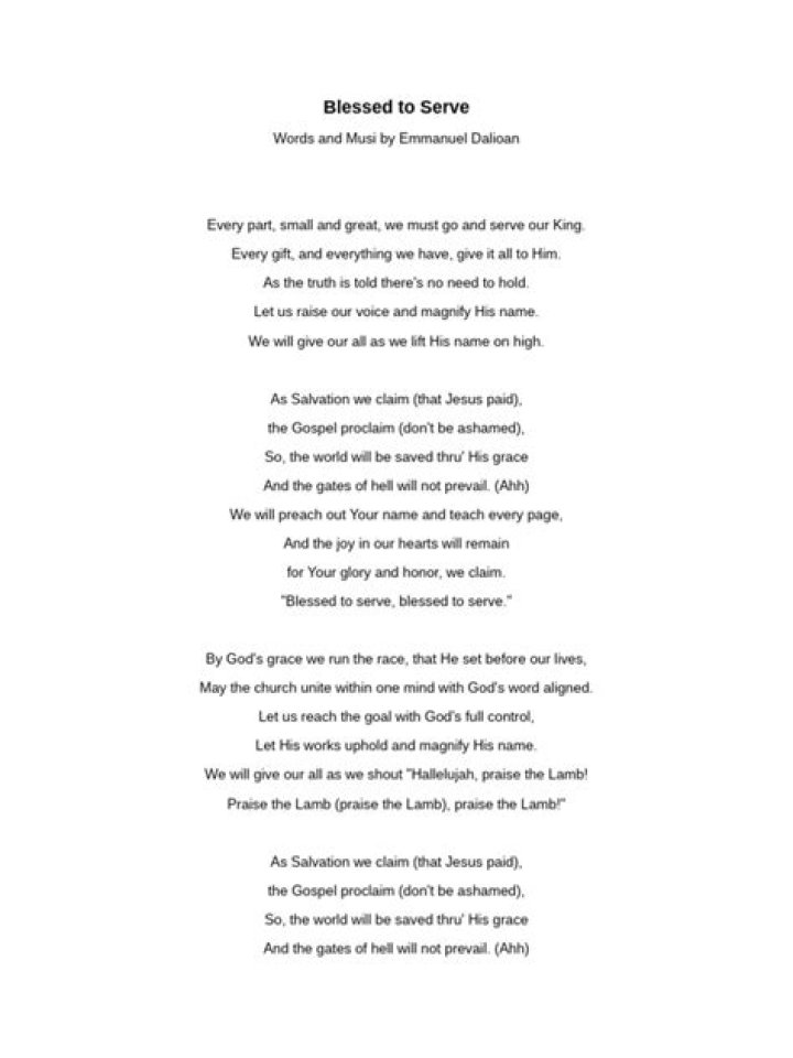 Answering the call we too shall serve lyrics