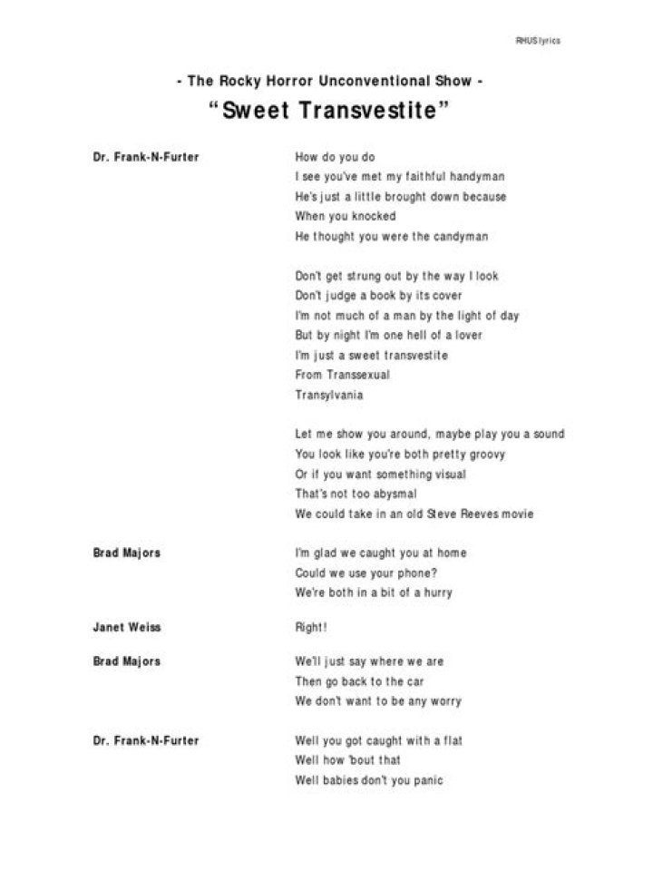 Anticipation (intro) sweet transvestite lyrics