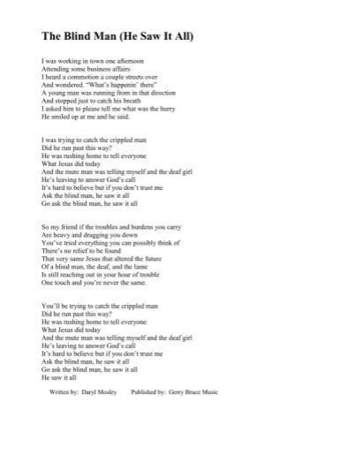 Ask the blind man lyrics