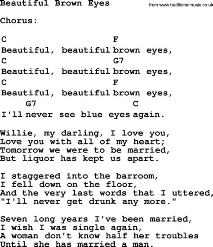 Beautiful beautiful brown eyes lyrics