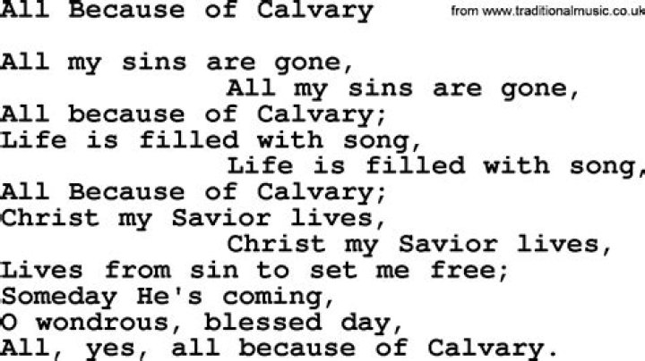 Because of calvary lyrics