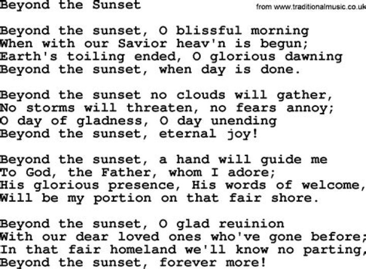 Beyond the sunset lyrics