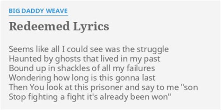 Big Daddy Weave – Redeemed Lyrics