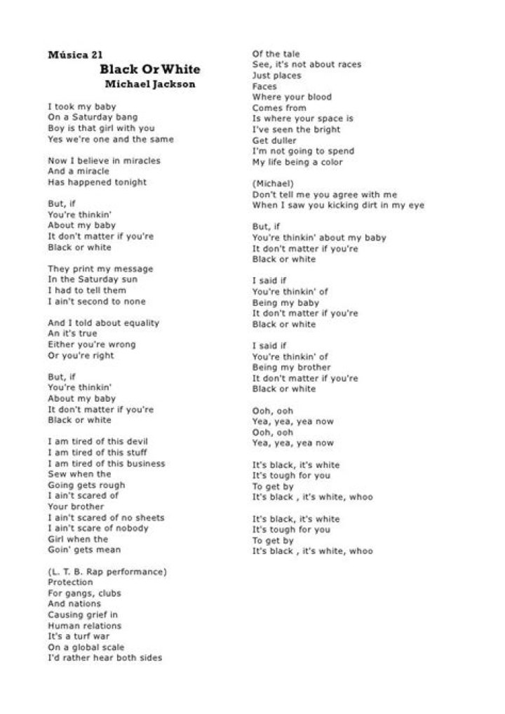 Black is black, white is white lyrics