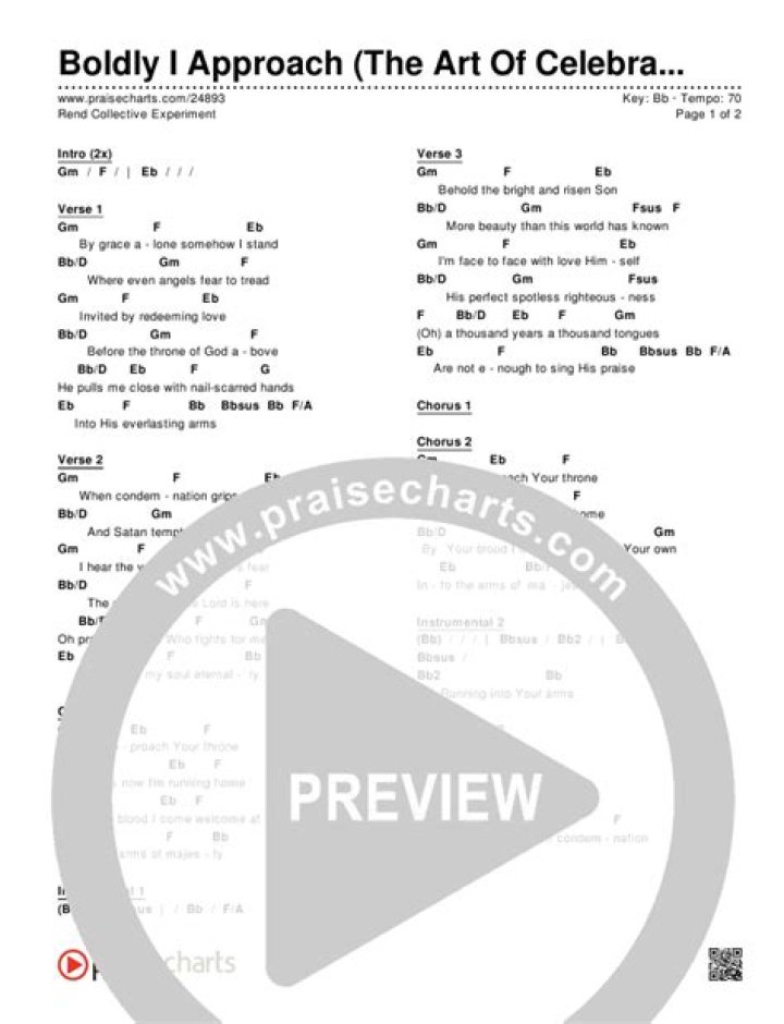 BOLDLY I APPROACH CHORDS by Rend Collective