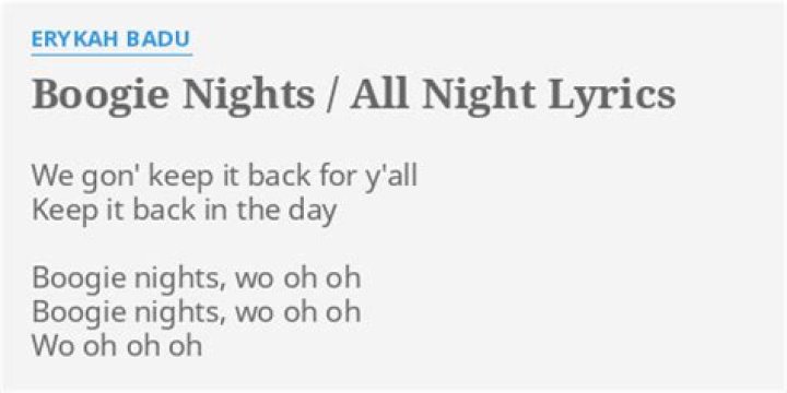 Boogie nights all night lyrics