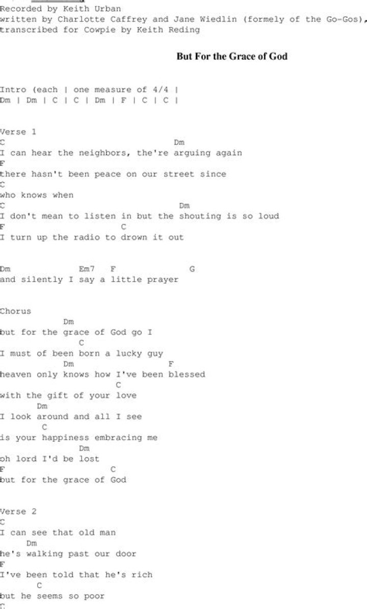 But for the grace of god lyrics
