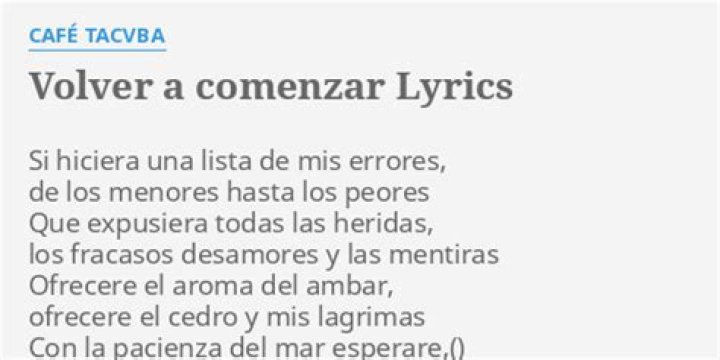 Café Tacvba Volver A Comenzar Lyrics English Translation