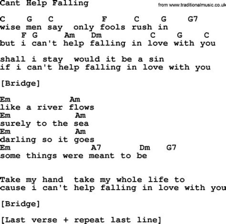 Cant help falling lyrics