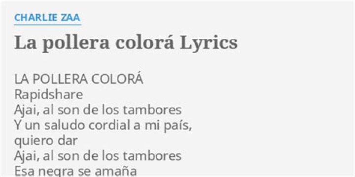 Charlie zaa la pollera colora in english lyrics