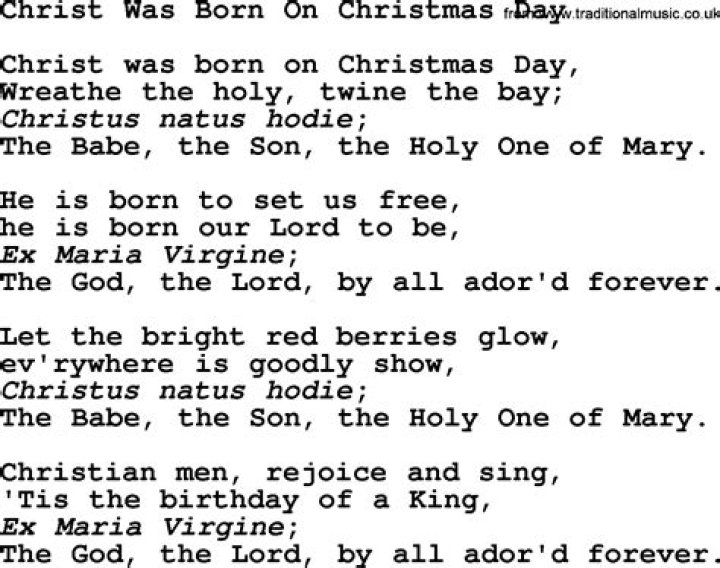 Christ was born on christmas day lyrics