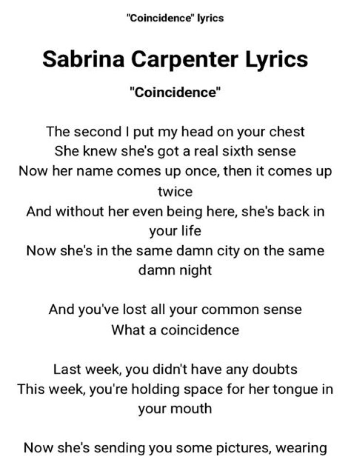 Coincidence lyrics