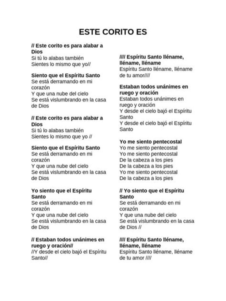 Coro tabernaculo este corito es lyrics