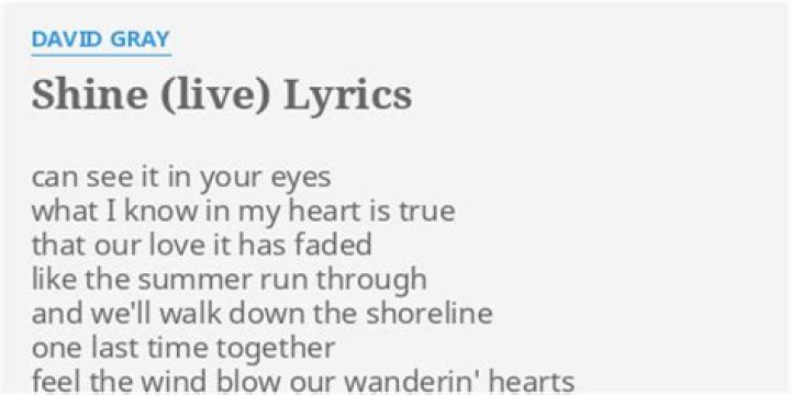 David Gray – Shine Lyrics