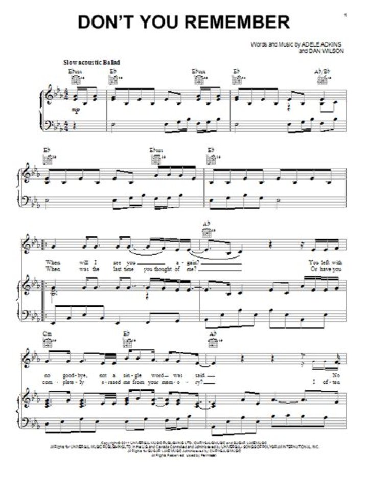 DONT YOU REMEMBER CHORDS by Adele