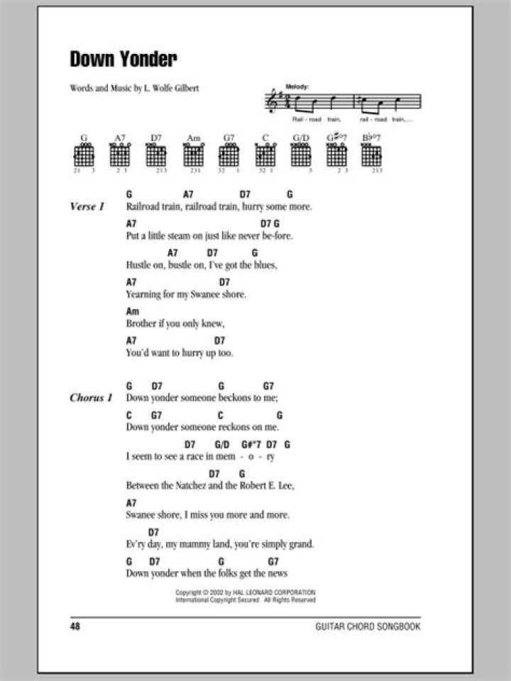 Down yonder .. lyrics