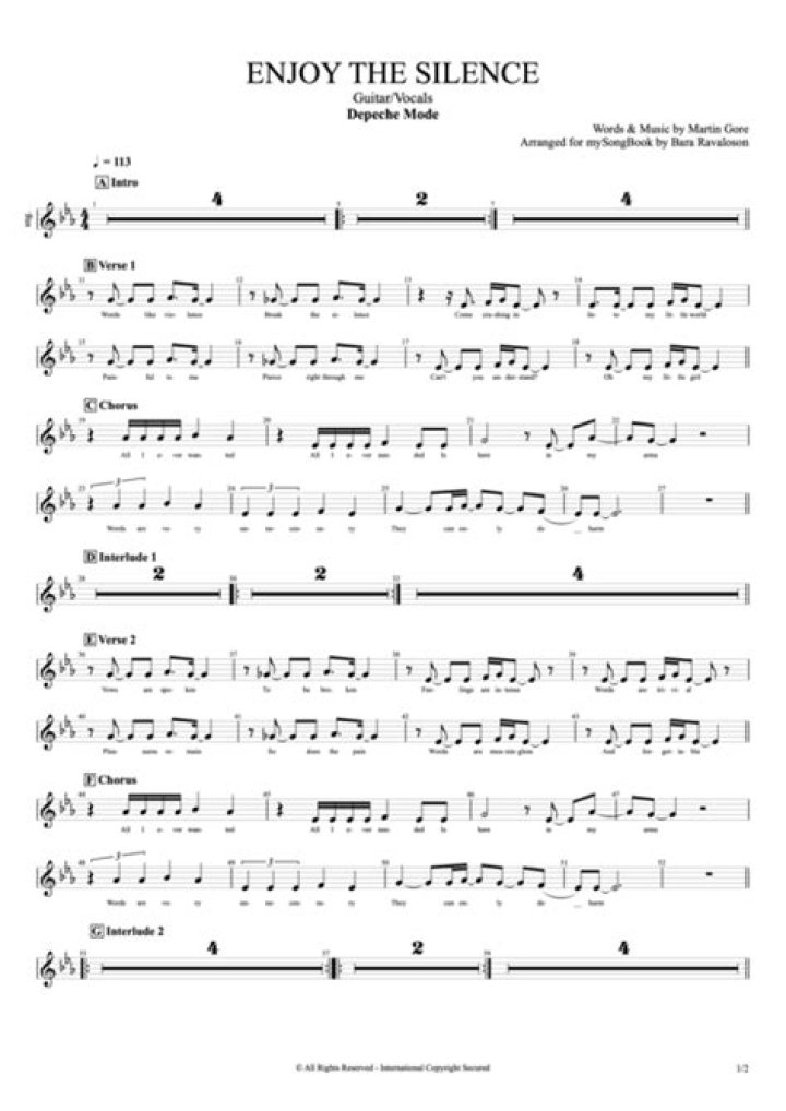 ENJOY THE SILENCE CHORDS by Depeche Mode