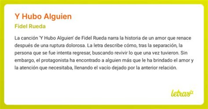 Fidel Rueda Y Hubo Alguien Lyrics English Translation