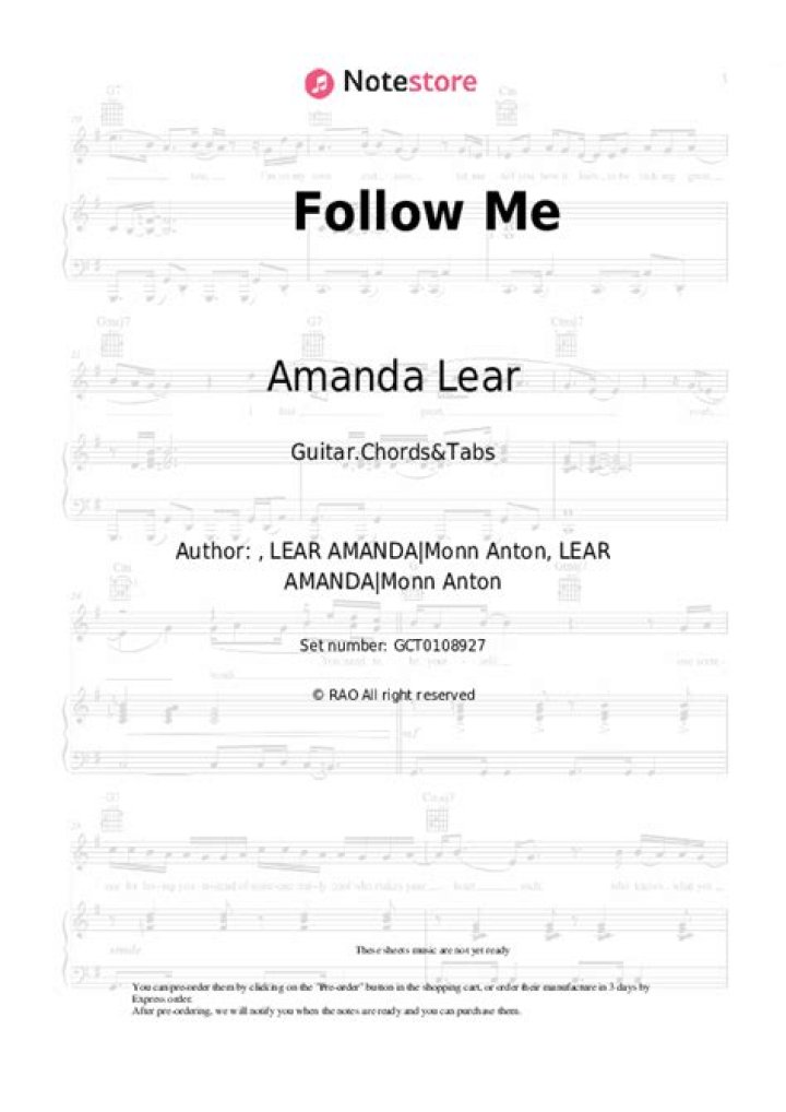 FOLLOW ME CHORDS by Amanda Lear