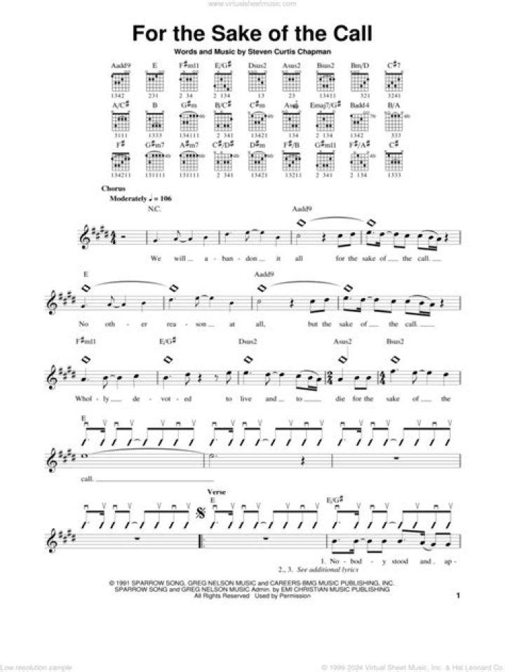 FOR THE SAKE OF THE CALL CHORDS by Steven Curtis Chapman