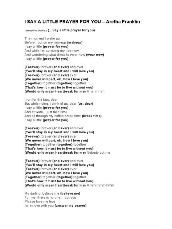 Forever and ever say a little prayer for me lyrics
