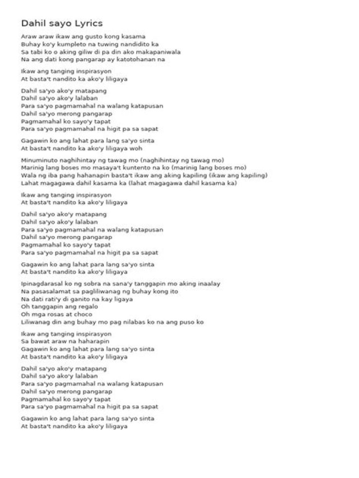 Froilan canlas dahil sayo lyrics