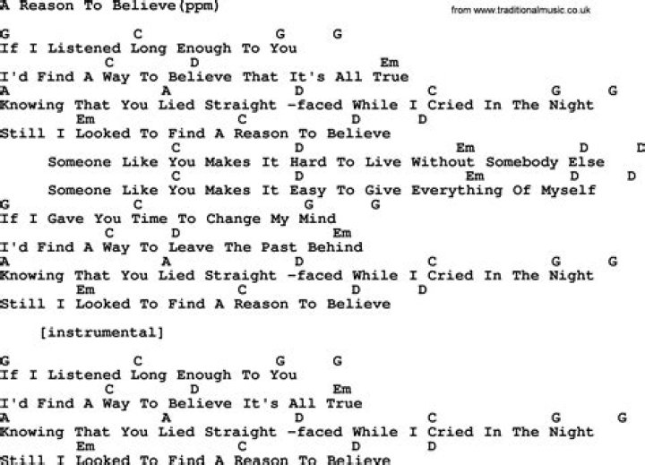 Give me a reason to believe lyrics