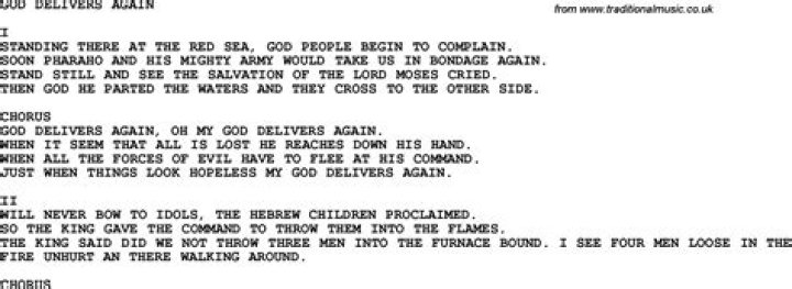 God delivers again .. lyrics