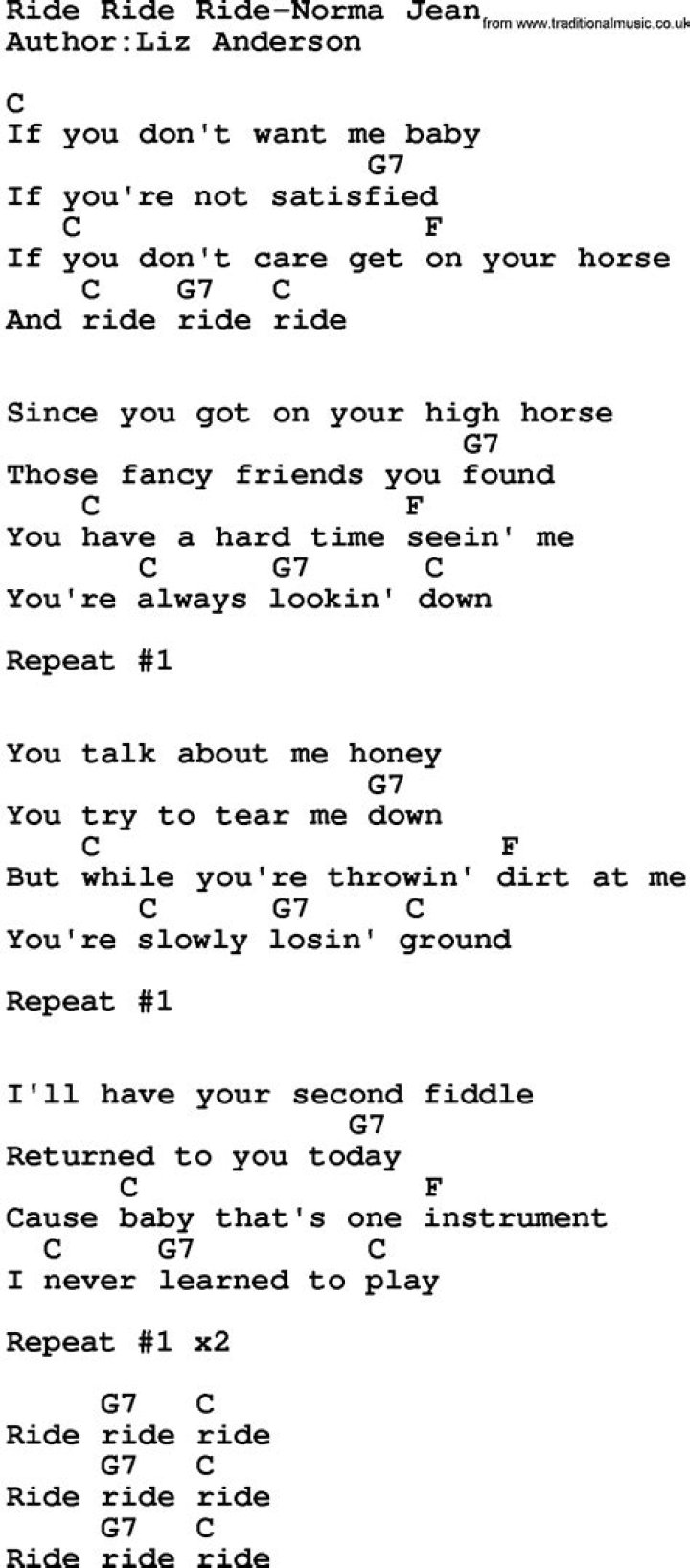 Gonna ride ride ride lyrics
