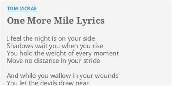 Gospel song one more mile lyrics