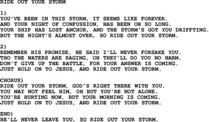 Gospel song ride out the storm lyrics lyrics