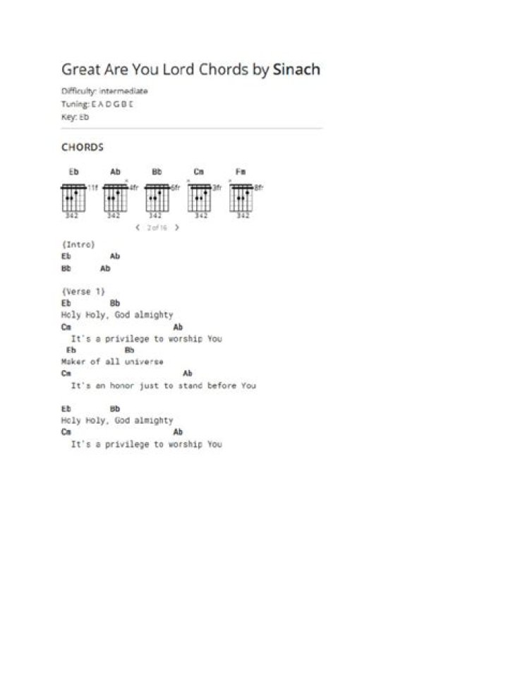 GREAT ARE YOU LORD CHORDS by Sinach