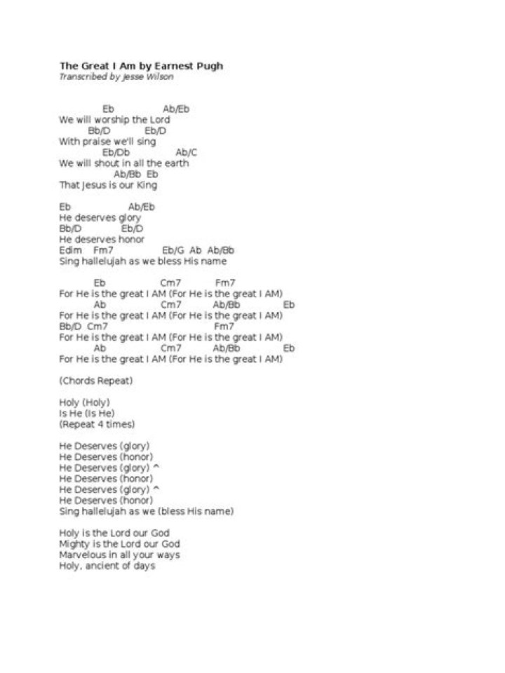 Great i am by earnest pugh lyrics