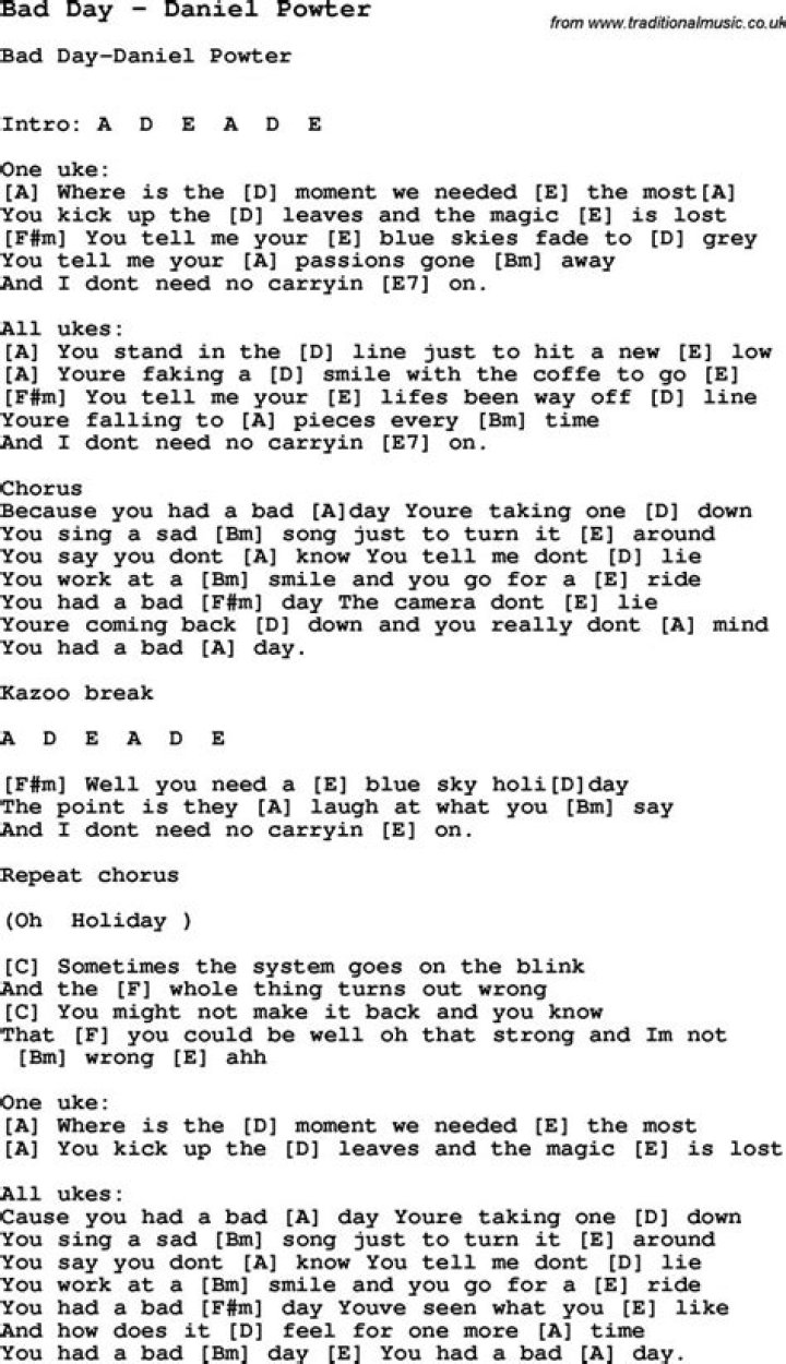 Had a bad day lyrics lyrics