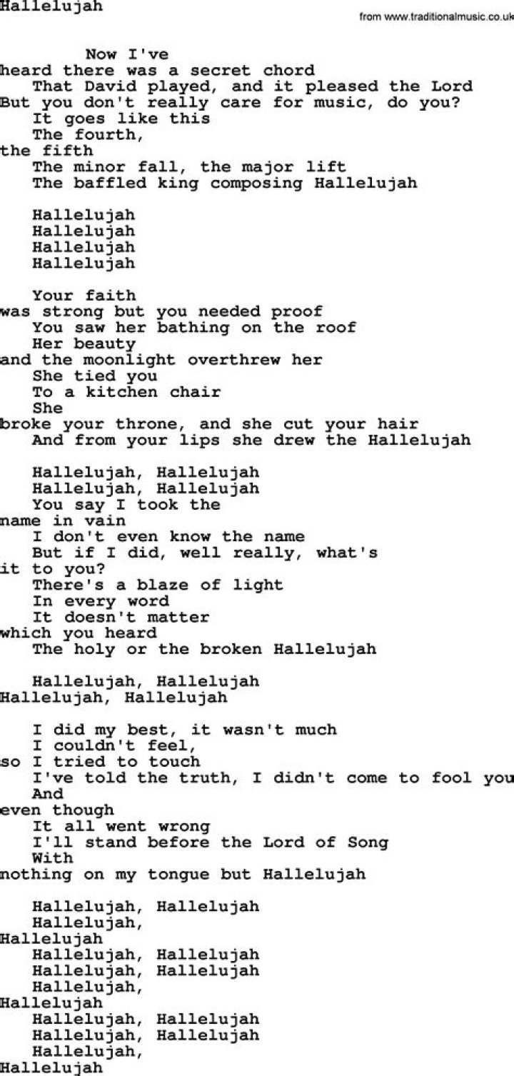 Hallelujah lyrics