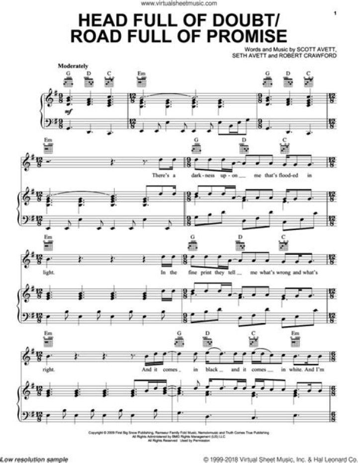 Head full of doubt, road full of promise lyrics