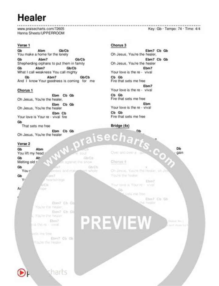 Healer chords lyrics