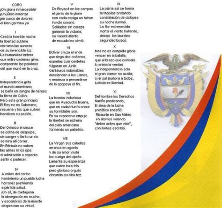 Himno colombia no lyrics