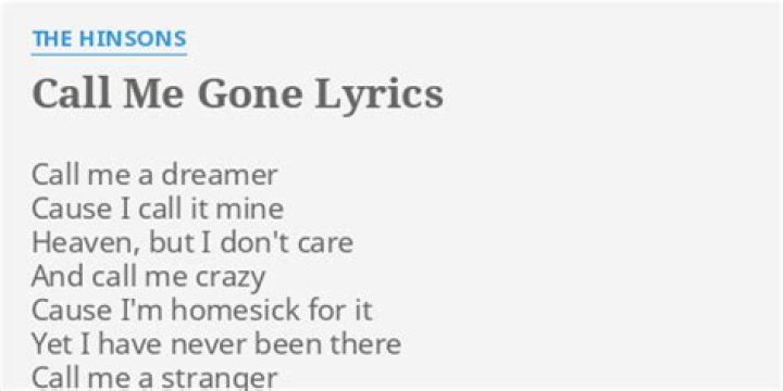 Hinson call me gone lyrics