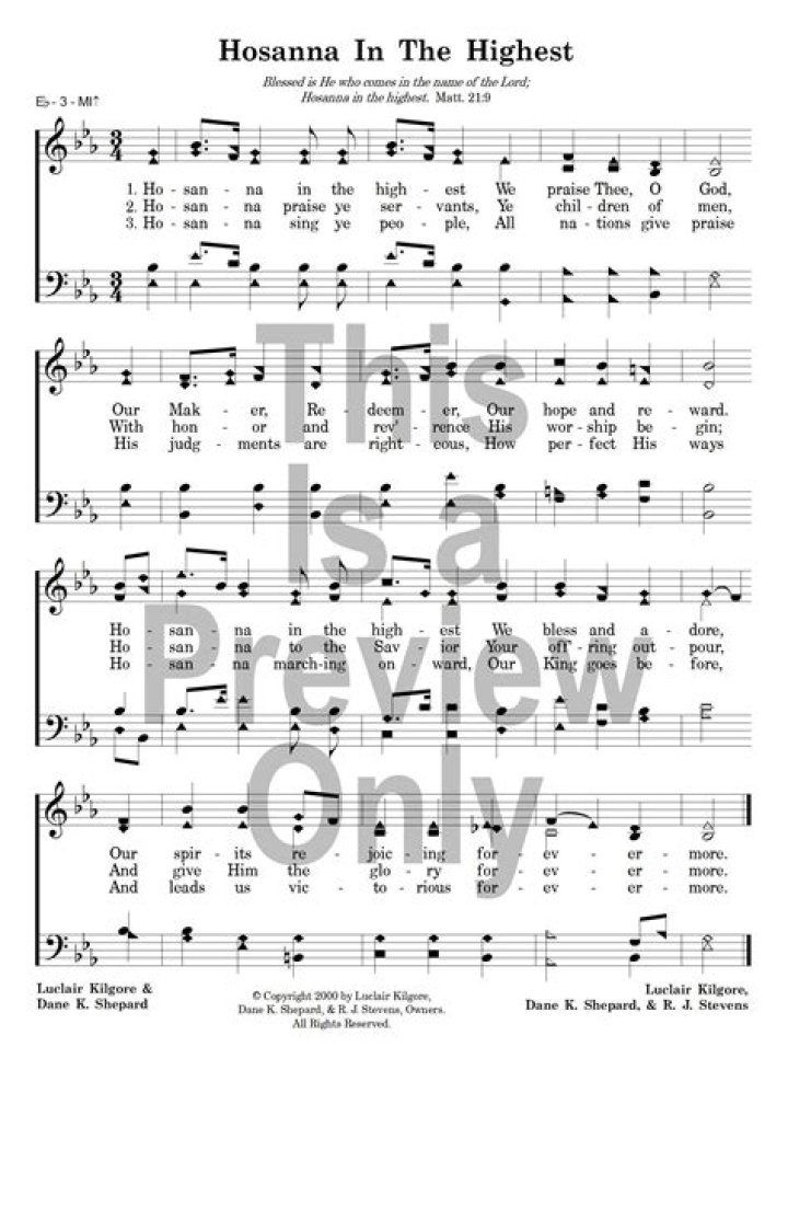 Hossanna in the highest lyrics