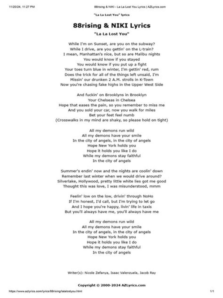 I’m loser because i lost you lyrics