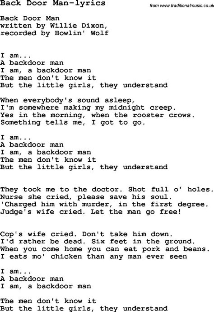I wanna be your back door man lyrics