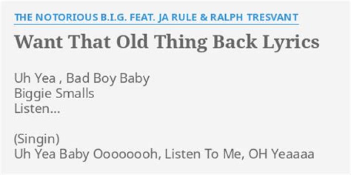 I want that old thing back [explicit] lyrics