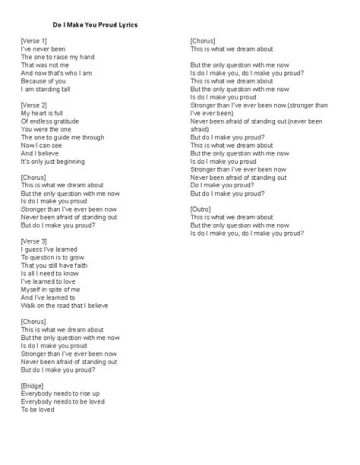 I will make you proud lyrics