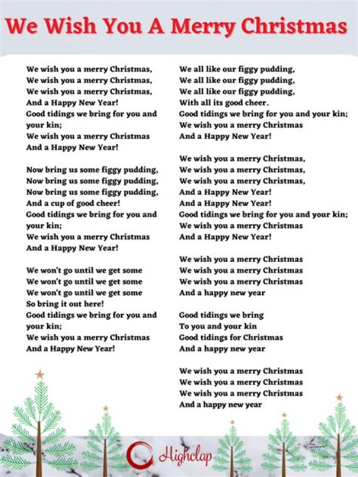 I wish you a merry christmas lyrics